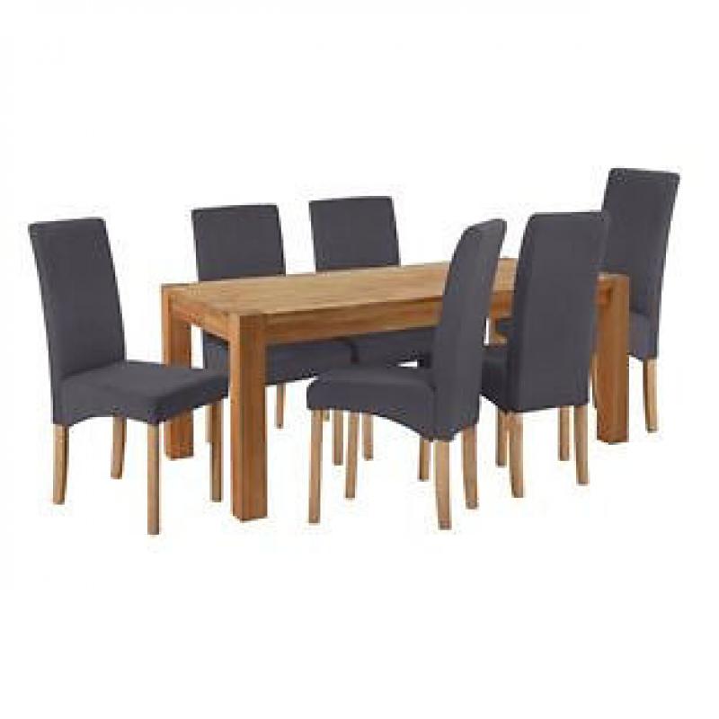 Heart of House Aspley Table & 6 Charcoal Skirted Chairs.