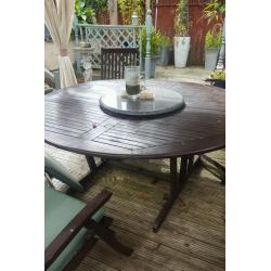 Table chairs and gazebo