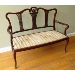 Beautiful Antique Edwardian Mahogany 2 Seater Couch Sofa Love Parlour Chair Seat