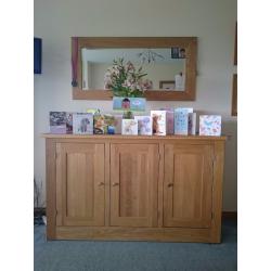 Quercus Solid Oak sideboard with matching mirror, immaculate condition