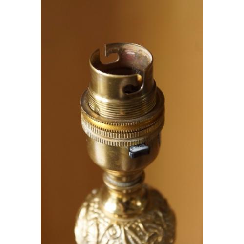 Antique brass floor lamp with marble base