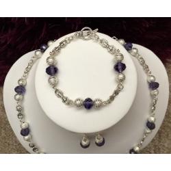 Handmade purple 3 piece jewellery set