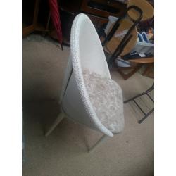 vintage white rattan armchair