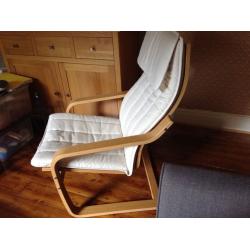 IKEA Poang Chair in light oak with neutral seat cover