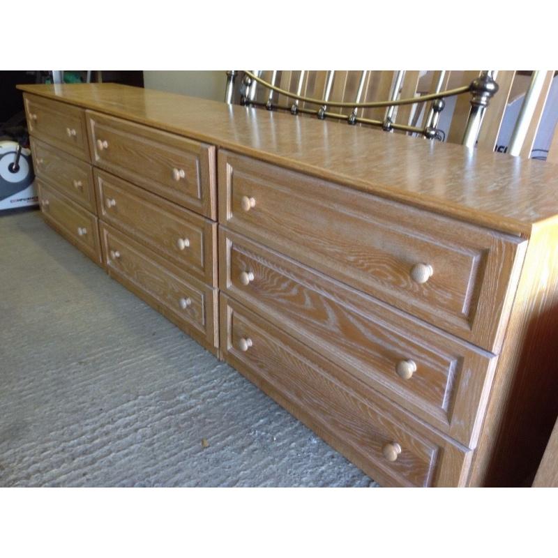 3 x limed oak chest of drawers