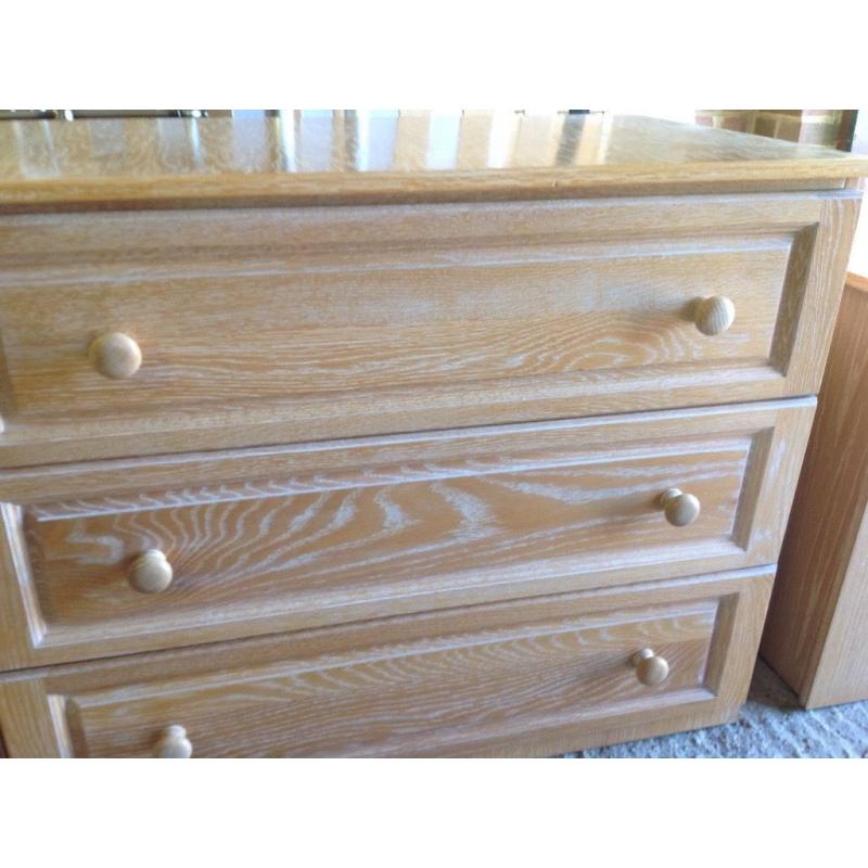 3 x limed oak chest of drawers