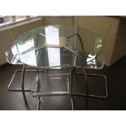 John Lewis Glass Round Table and 4 Clear Acrylic Chairs