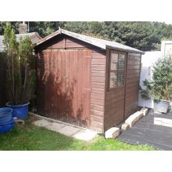 Garden shed 7 x 7, shiplap, in good dry condition with opening glass window