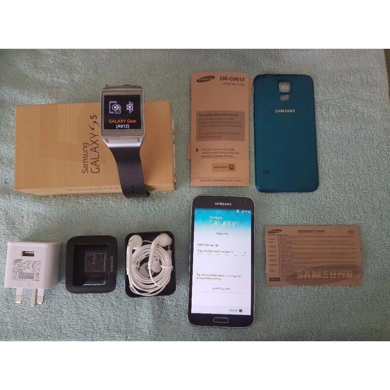 Samsung S5 Blue with Gear Watch ( EE )