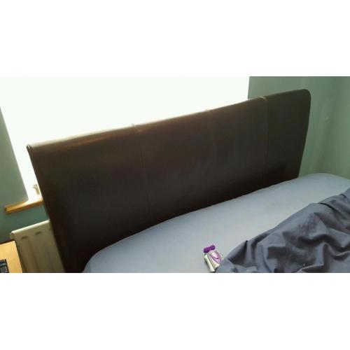 Brown leather look double headboard