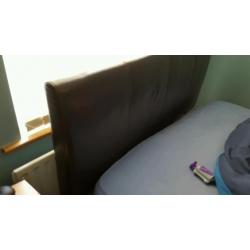 Brown leather look double headboard