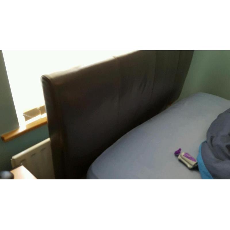 Brown leather look double headboard