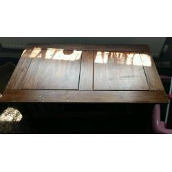 Dark wood solid coffee table with drawer