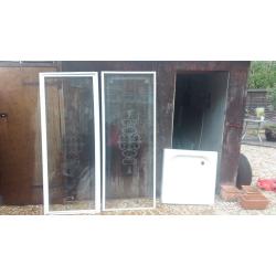 Two sided glass shower cubical/screen with opening door 183 cms x 69 cms - like new condition