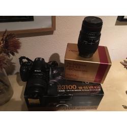 Nikon D3100 DSLR camera and 2 lenses