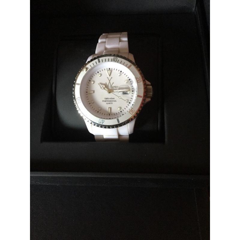 White TOY watch. Boxed. As new.