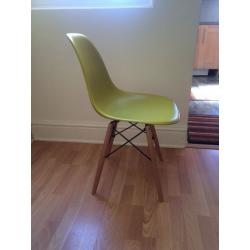 Six retro Eiffel style chairs with wooden legs