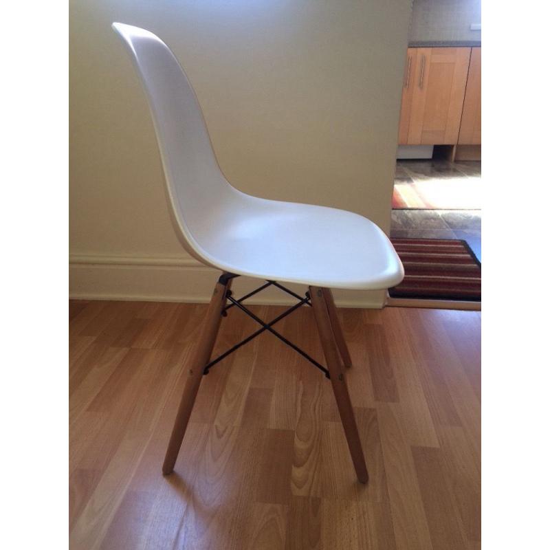 Six retro Eiffel style chairs with wooden legs