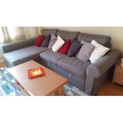 Sofa bed with chaise lounge (IKEA - Backabro)