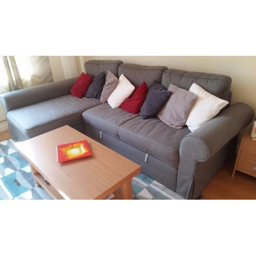 Sofa bed with chaise lounge (IKEA - Backabro)