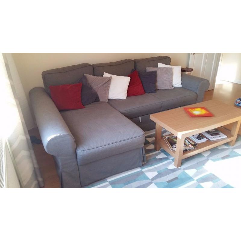 Sofa bed with chaise lounge (IKEA - Backabro)