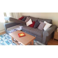Sofa bed with chaise lounge (IKEA - Backabro)