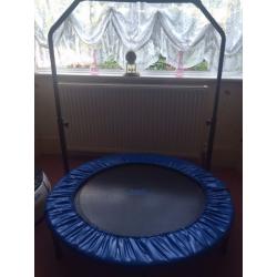 Foldable Rebounder Trampoline with Adjustable Handrail (New)