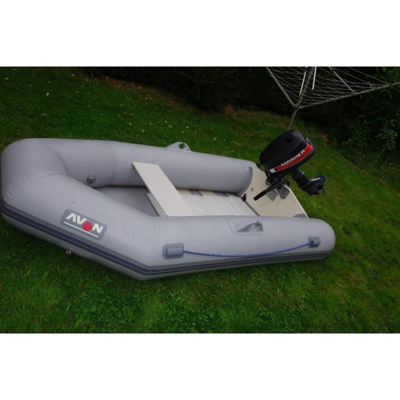 Avon inflatable boat and 4HP Mariner outboard engine, Fishing, sailing, tender
