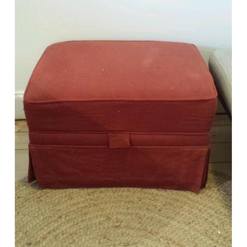 Red storage foot stool