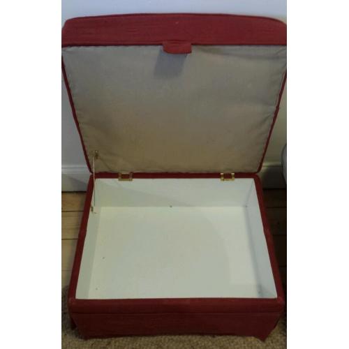Red storage foot stool