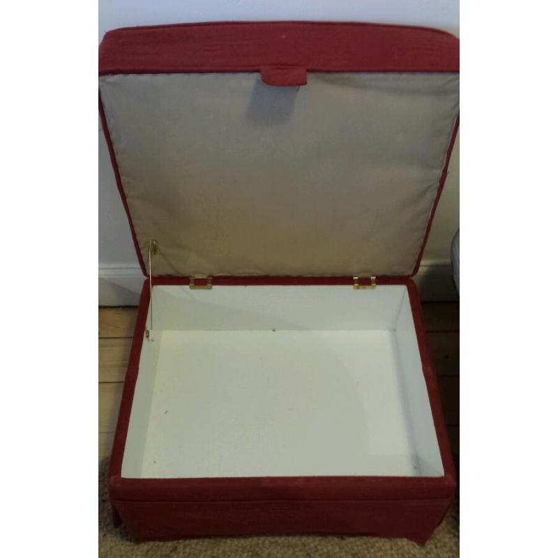Red storage foot stool