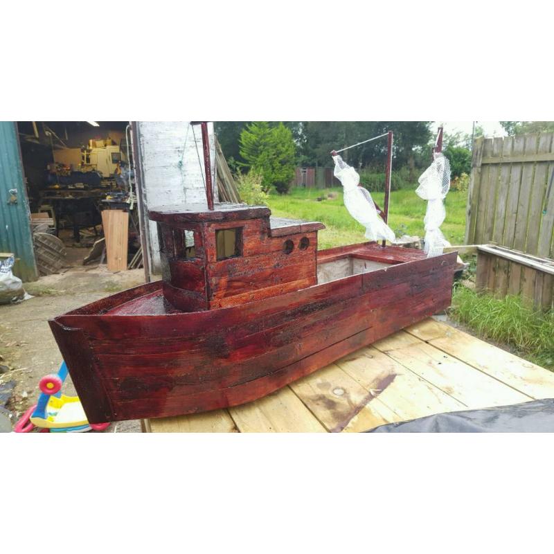 custom built fishing boat flower planter