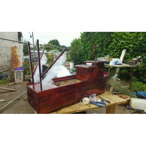 custom built fishing boat flower planter