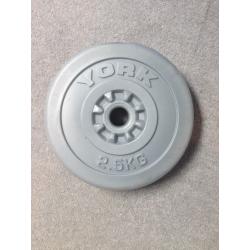 York Vinyl Plate Set(2 x 5kg, 2 x 2.5kg, 4 x 1.25kg)for use with York barbell/dumbbell(not included)