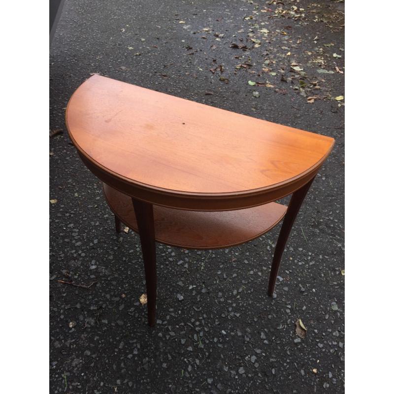 Half moon table with shelf below Free local delivery Size L 30in D 15in H 28.5in
