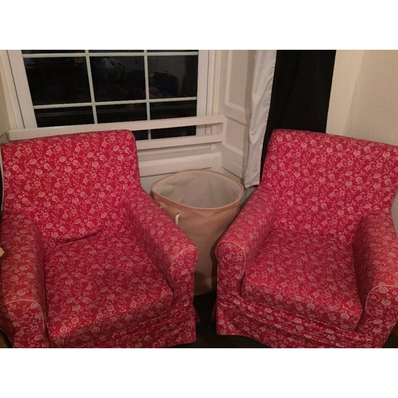 2 x IKEA Jennylund Armchairs in pink floral