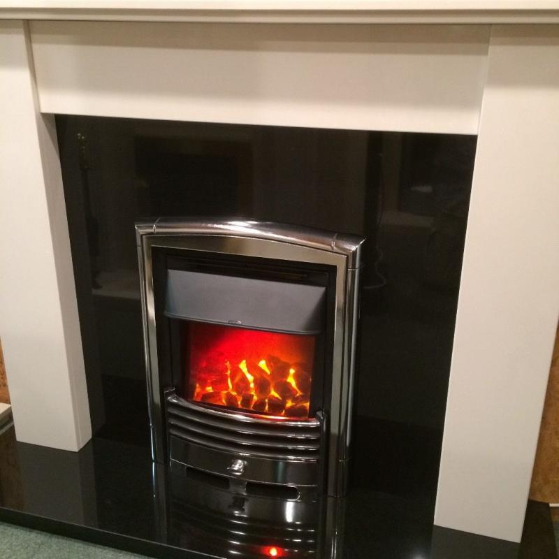 BRAND NEW SOLID WHITE MARBLE AND GRANITE FIREPLACE