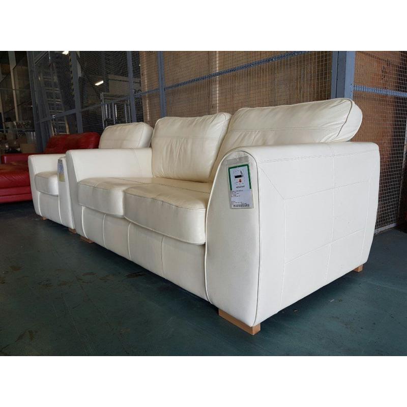 INEZ 2 SEATER LEATHER SOFA / SETTEE / SUITE & INEZ ARMCHAIR / CHAIR IN VANILLA / CREAM CAN DELIVER