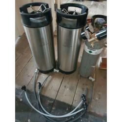 Cornelius kegs + taps + gas
