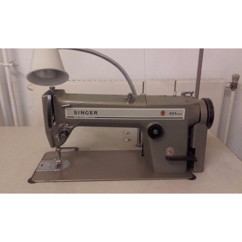 Industrial Sewing Machine SINGER 431 D200A Straight stitch, needle knee lift, drawer with wheels