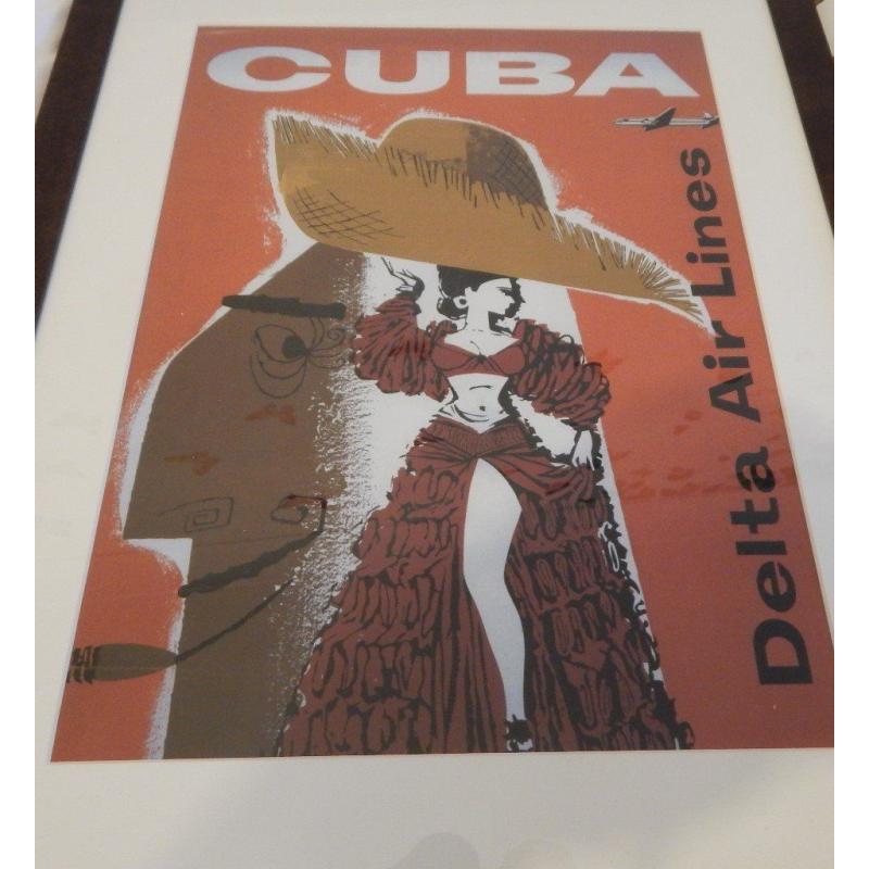 50s Cuban Delta Airways Poster – Framed