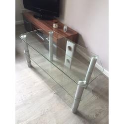 Glass tv stand.