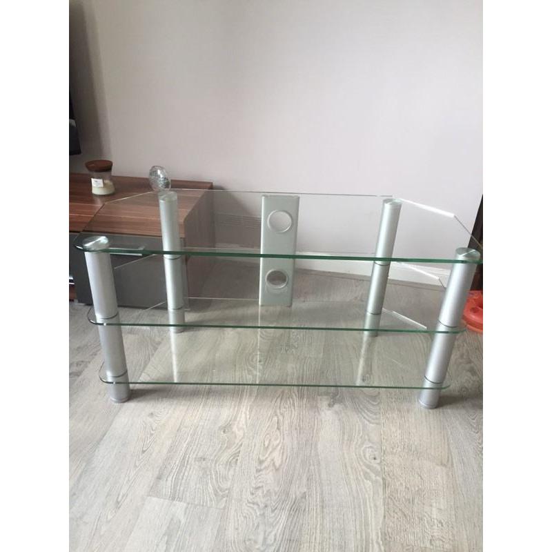 Glass tv stand.