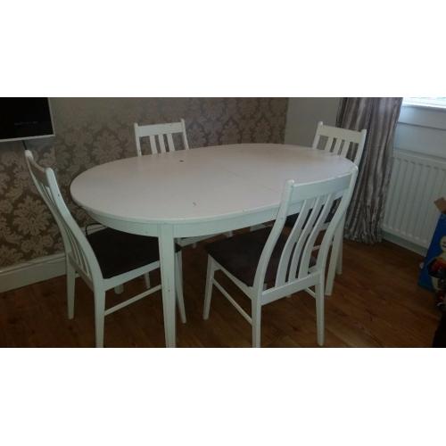 White wooden table and chairs from habitat