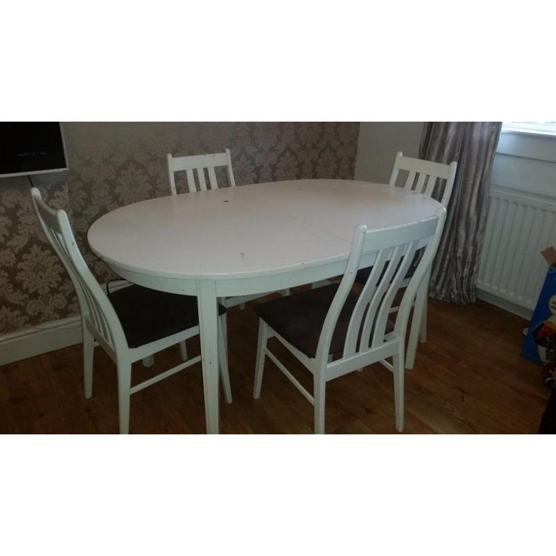 White wooden table and chairs from habitat