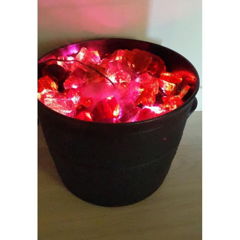 Large witches cauldron halloween with smoke machine, and glass bricks