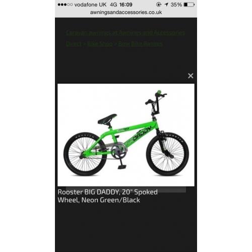 New/boxed - BMX BIG DADDY ROOSTER BIKE FOR SALE 20" NEON GREE