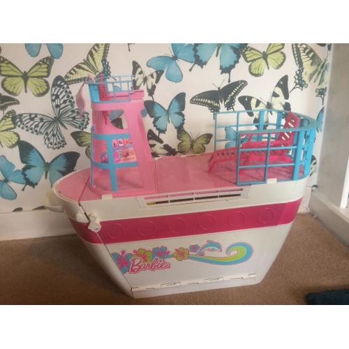 Barbie cruise ship, wardrobe, bed, horse and lists of barbies