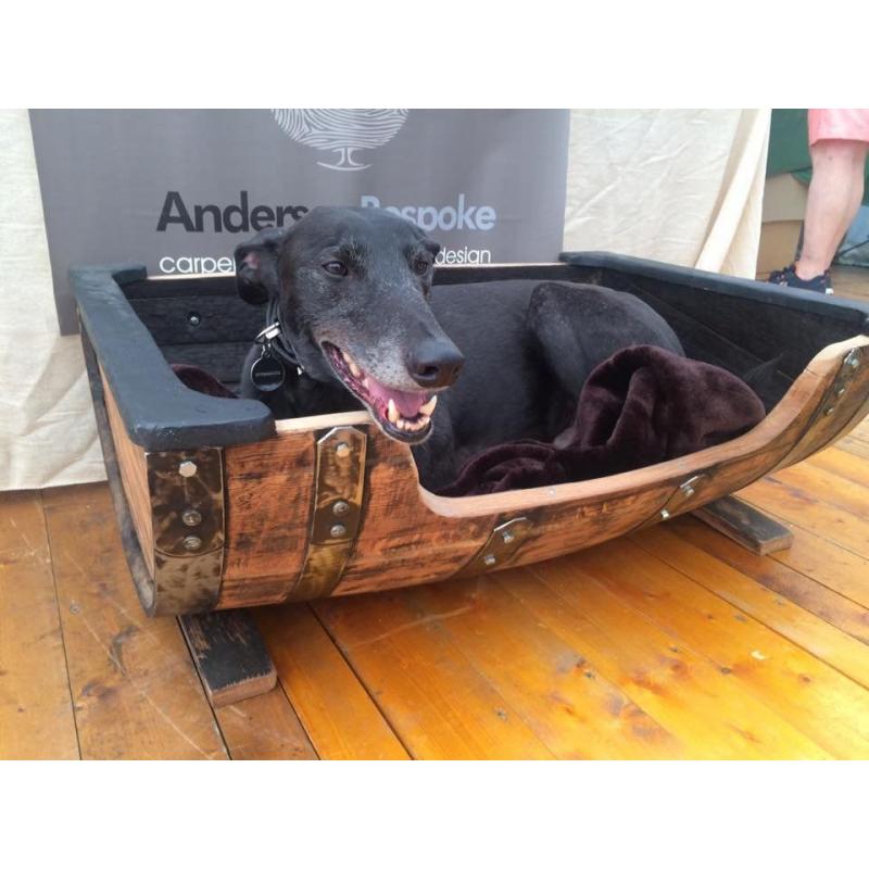 Large Whisky Barrel reclaimed Cask Dog Bed
