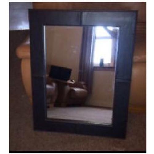 Large brown leather style mirror
